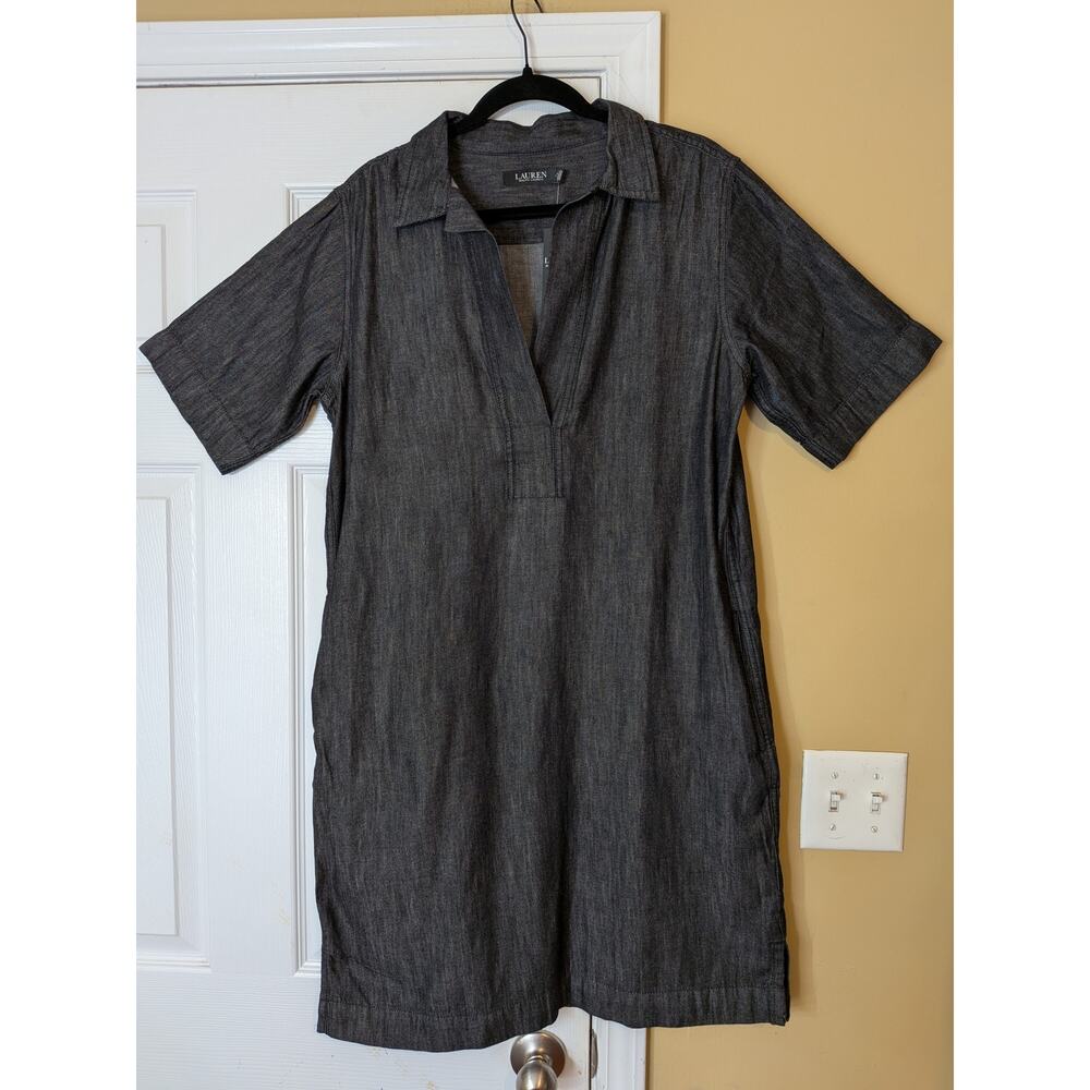 Lauren Ralph Lauren Denim Cotton Shift Dress Size Large NWT Quiet Luxury Preppy - Picture 5 of 11